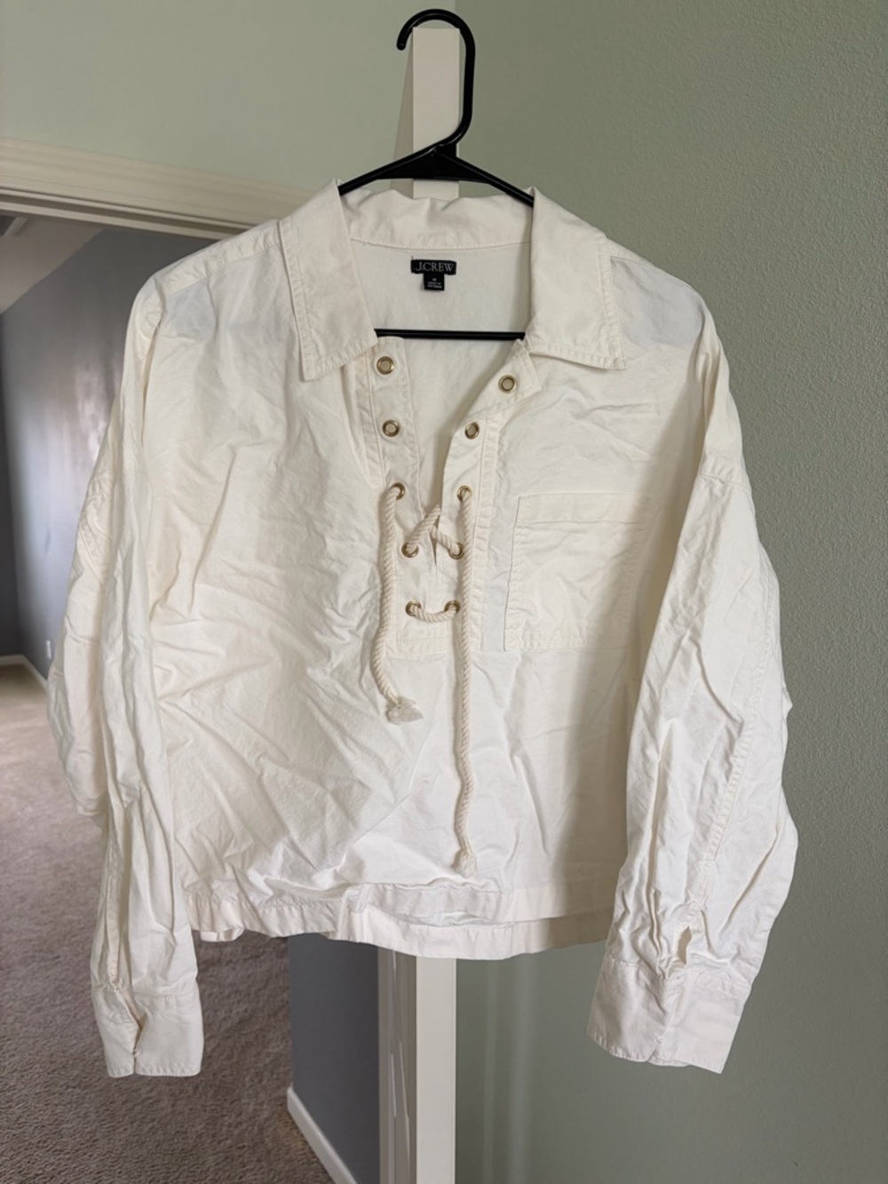 J. Crew Cream Lace-Up Pullover Utility Jacket